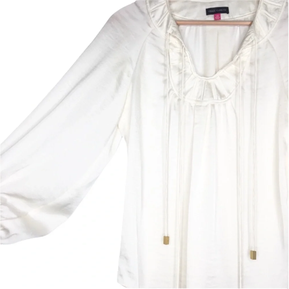 Vince Camuto Long Sleeve Tie V-Neck Blouse - Picture 4 of 7